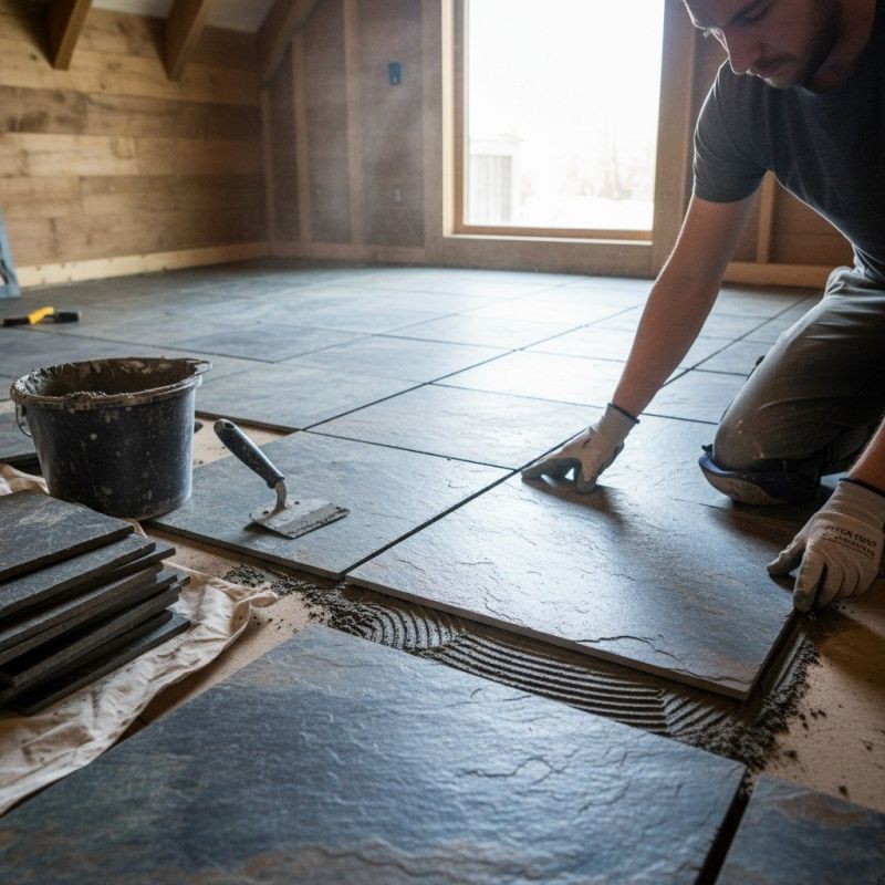 Slate Tile Floor Installation detail